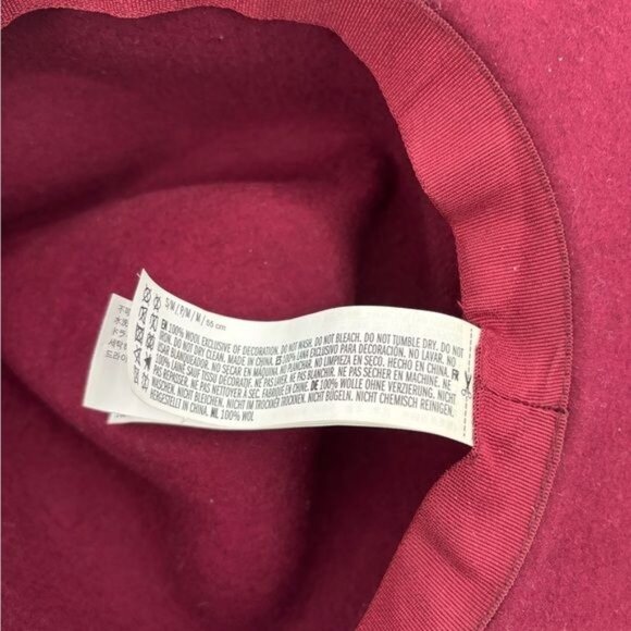 Forever 21 Hat Medium Fedora Retro Burgundy 100% Wool Tie Accent Boho Festival - Picture 2 of 5
